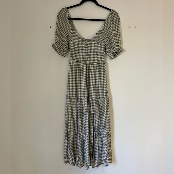 Gingham Puff Sleeve Summer Dress - Picture 2 of 6